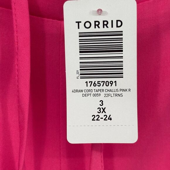 Torrid 4 Draw Cord Taper Challis Tapered Leg Pants Pink Size 3X NWT - Picture 3 of 8